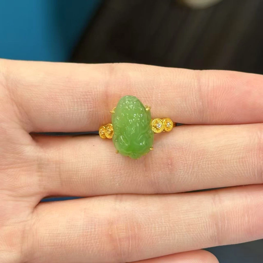 华林宝哥 18K金和田玉貔貅戒指 y03