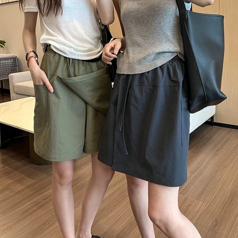 美式速干工装裙裤女夏薄款2025新款藏青色半身裙宽松休闲运动短裤