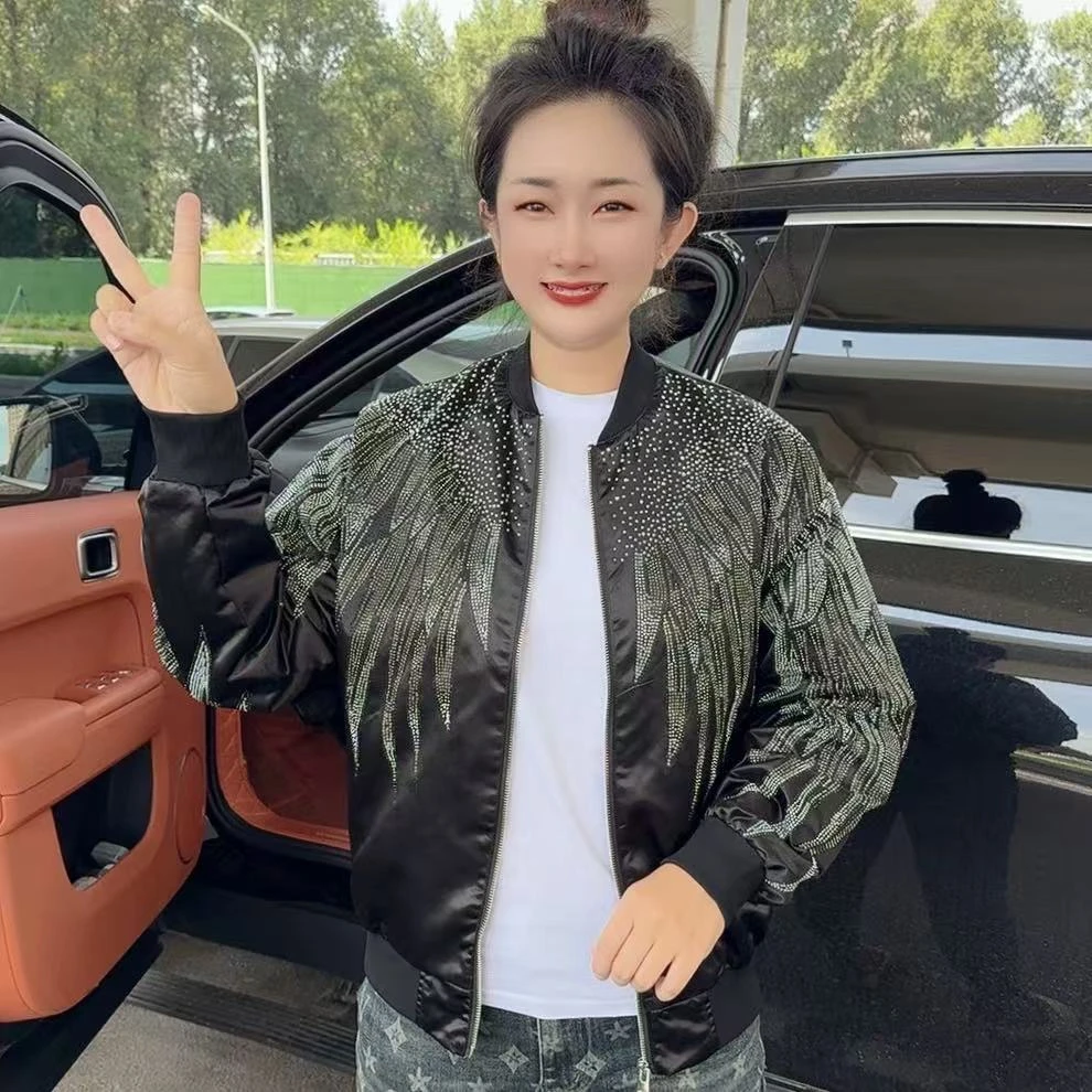 2025早秋新款夹克外套男士烫钻新款夹克上衣男士棒球领上衣12033