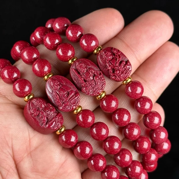 天然辰砂D004守护神配8mm手串高含量帝王紫金砂