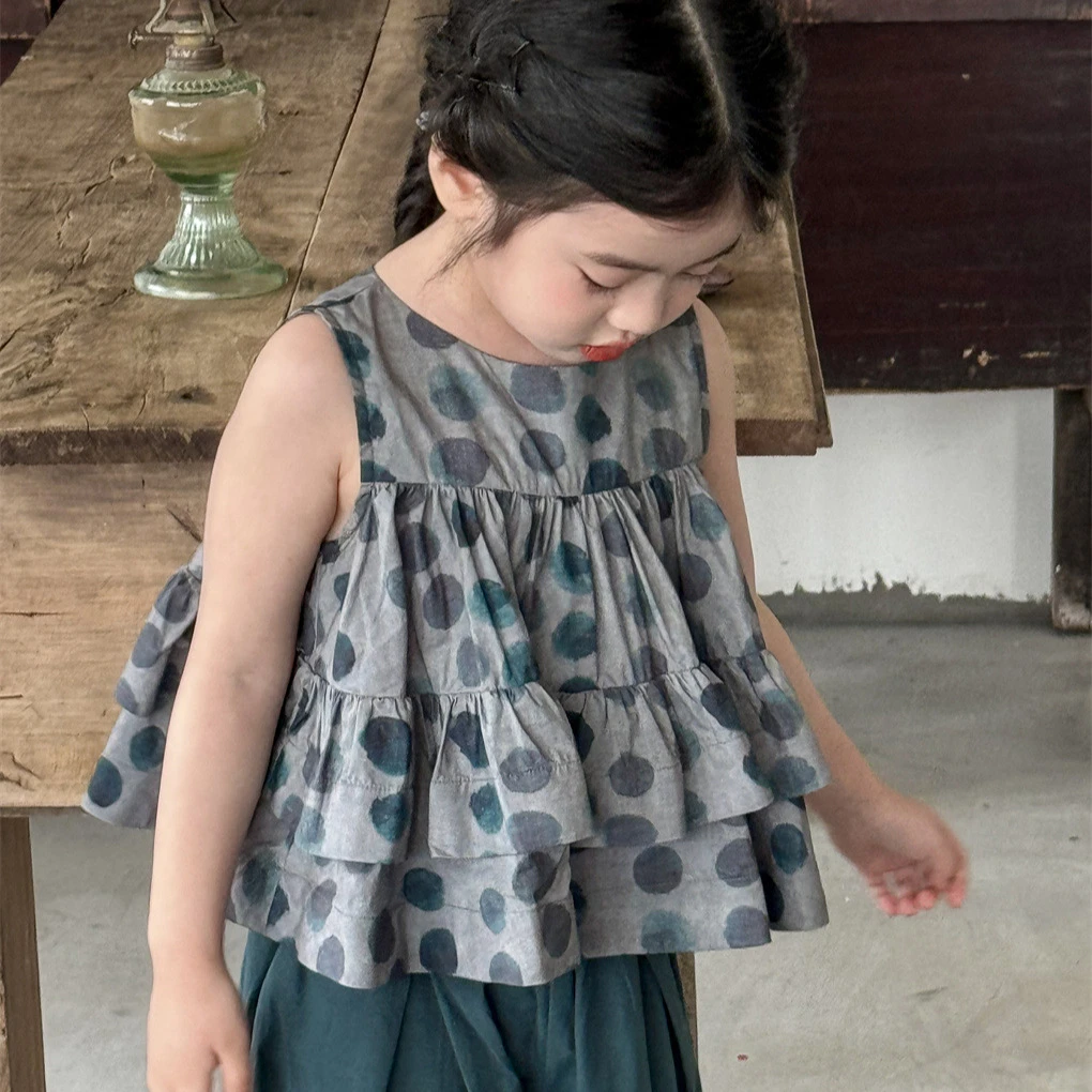 辣妹小众童上衣莱抱抱森系夏季新品韩国童装韩版波点宽松甜美衫