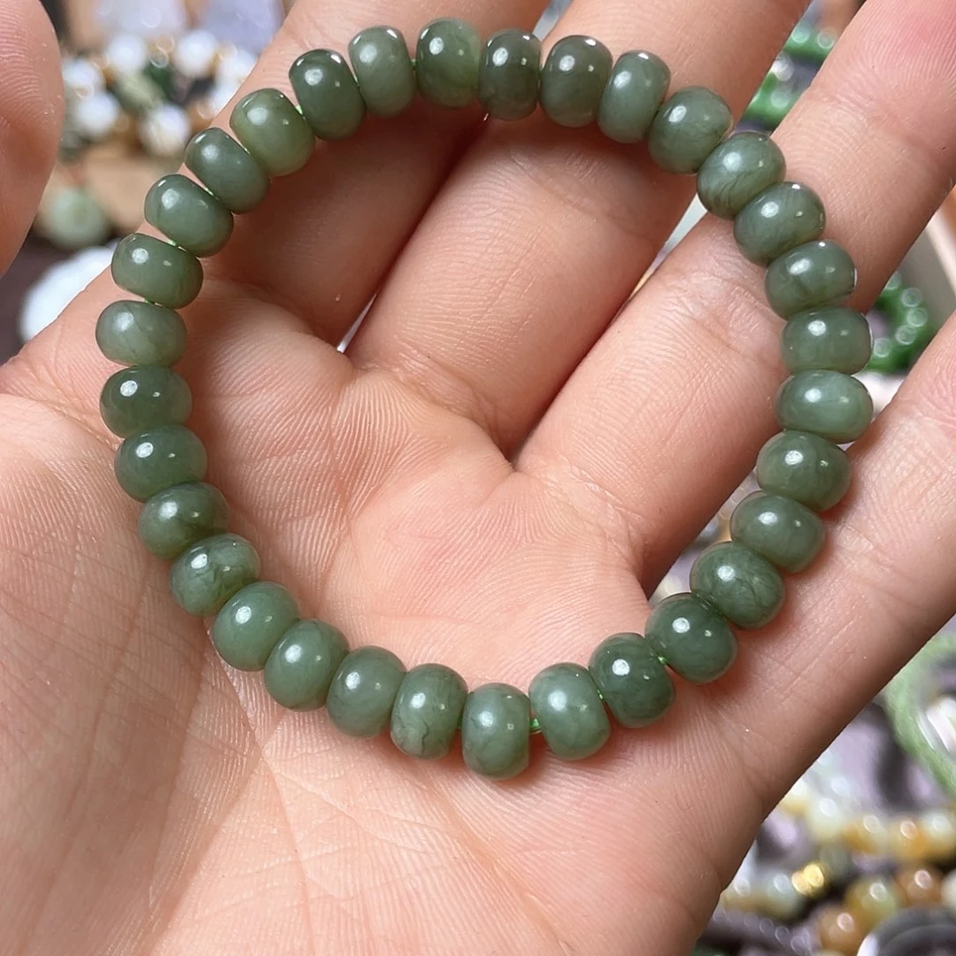 手链未镶嵌和田玉碧玉8mm算盘
