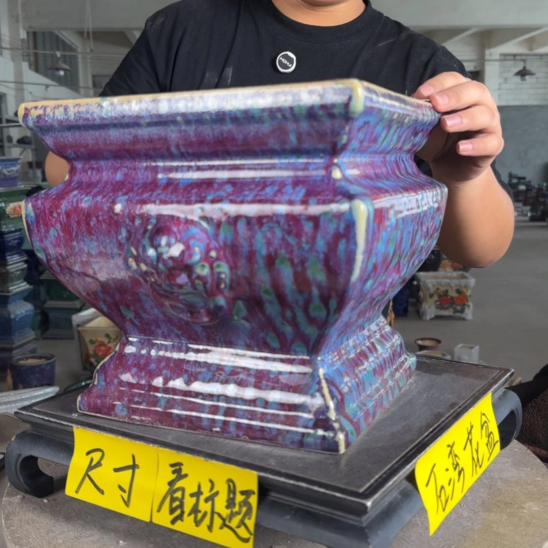 。一风堂石湾花盆 打磨痕迹 面宽24高23