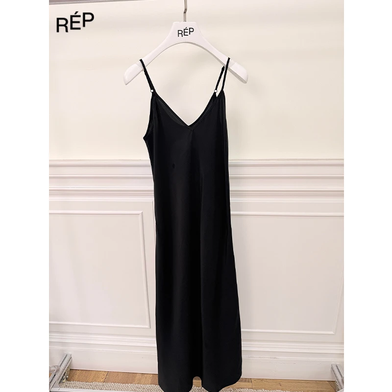 REP-MM6设计师品牌黑色吊带连衣长裙 25SS新款