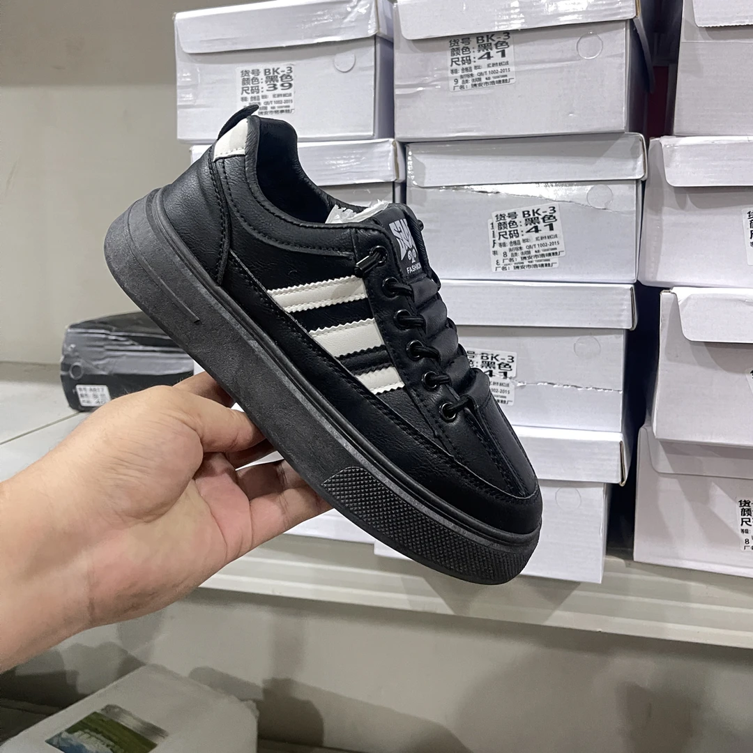 圆头注压增高青年系带休闲板鞋春季时尚低帮运动鞋