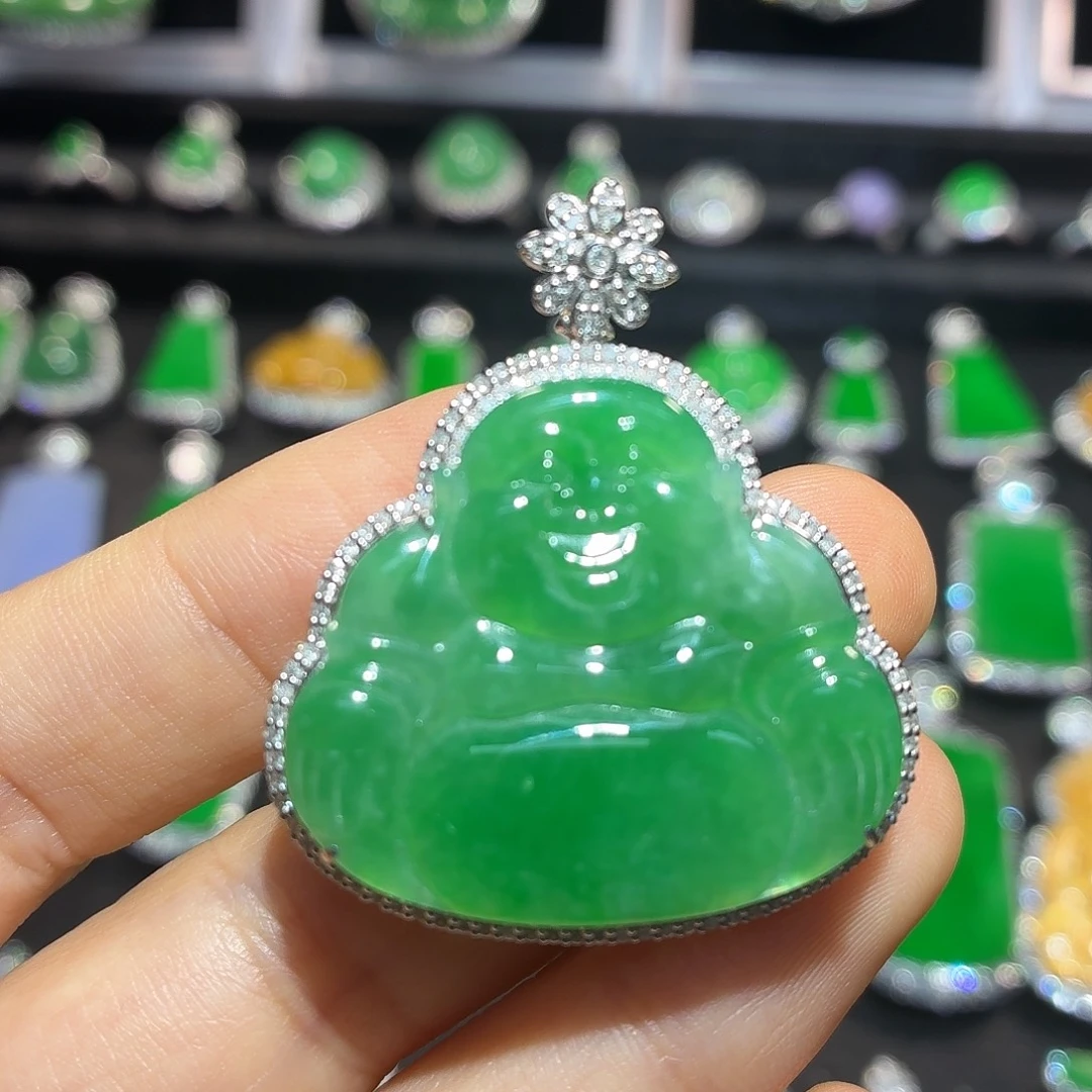 翡翠18K金镶嵌吊坠(不含链)