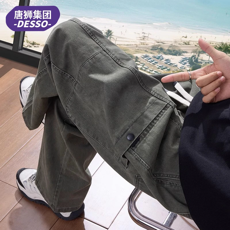唐狮集团DESSO潮流伐木工装裤男夏季宽松直筒休闲阔腿裤子男款