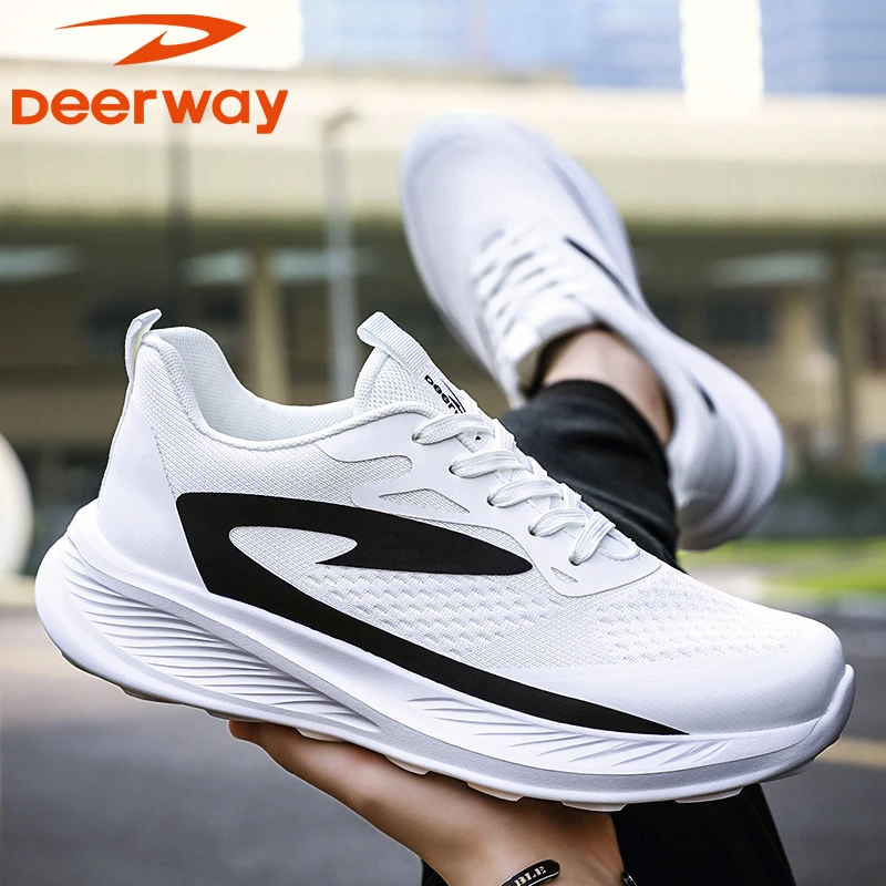 Deerway/德尔惠秋季新款运动鞋男休闲百搭潮流网面透气轻便跑步鞋