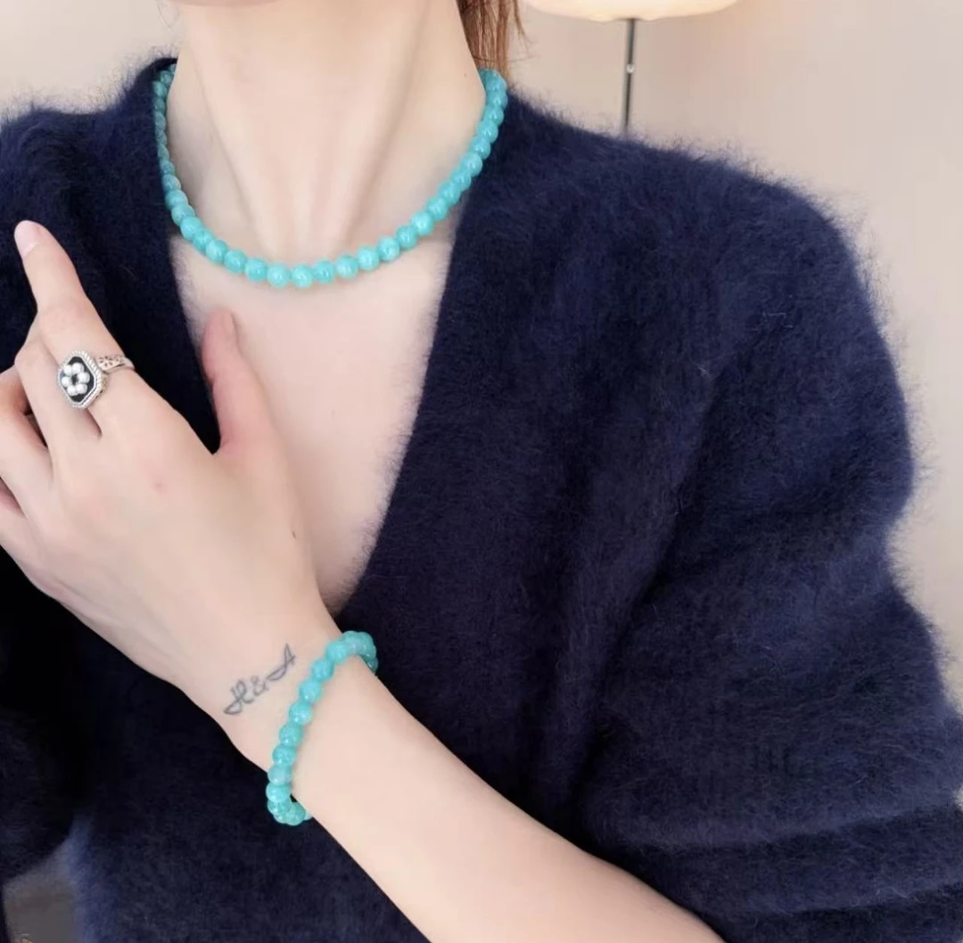 铜项链 清爽天蓝色天河9+mm项链42cm清爽个性小众项链24秋冬新款