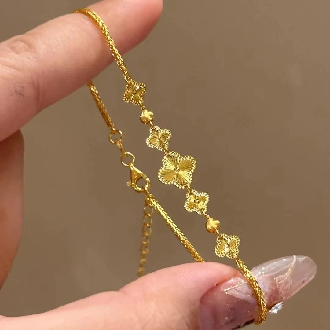 铜合金陶瓷项链 五帝钱币流苏项链女新中式古法金色碎碎冰招财进