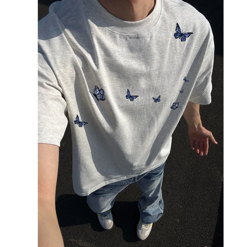 230g设计感潮牌短袖t恤男美式复古宽松潮流纯棉ootd夏季男生半袖