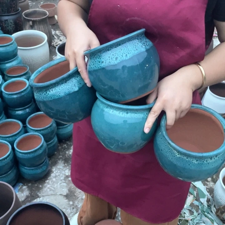 紫砂花盆口14高14瑕疵瑕疵