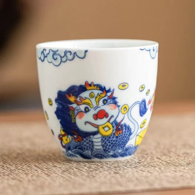 【麒麟献宝】茶杯主人杯新中式陶瓷品茗杯个人专用功夫茶具喝茶杯
