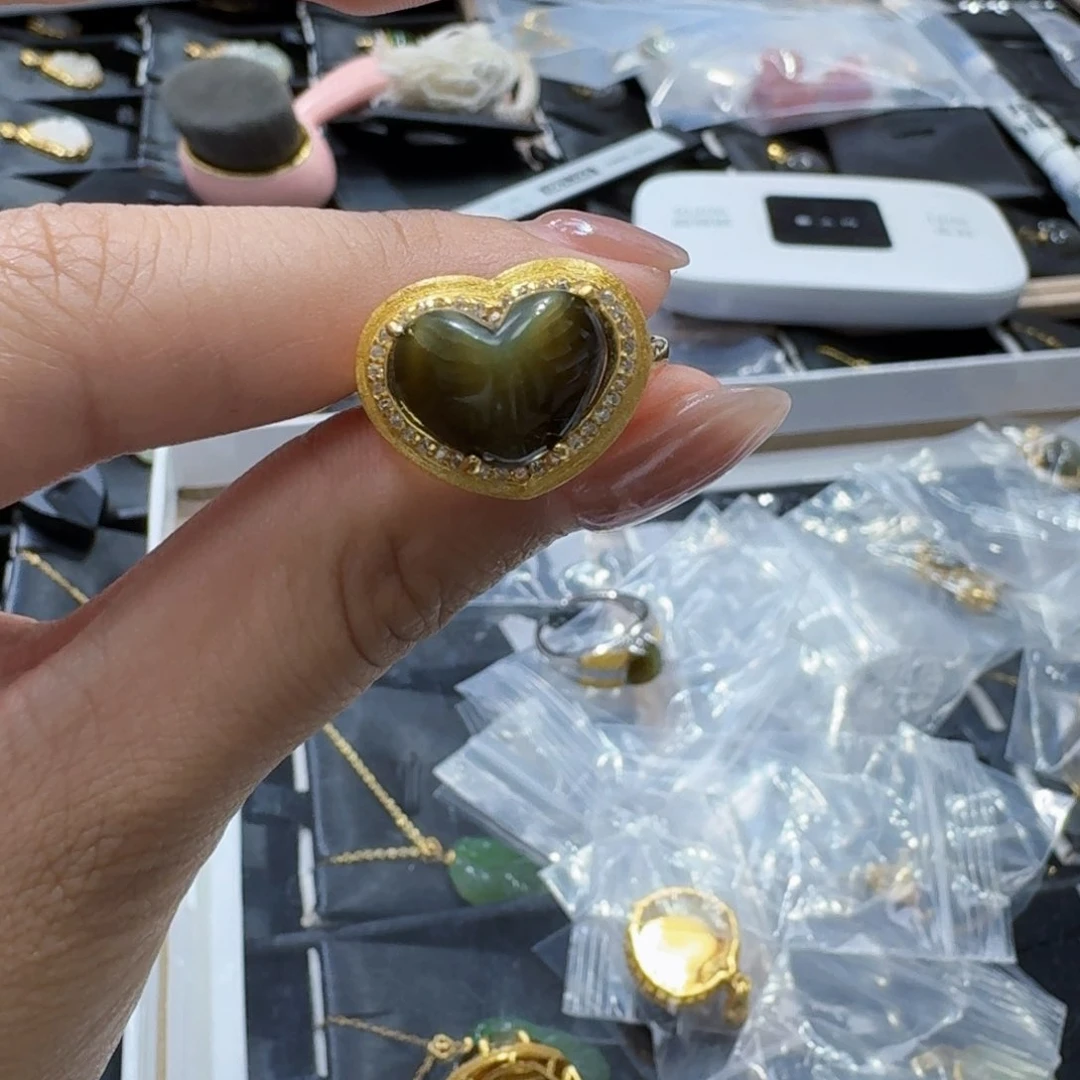 和田玉戒指银S925镶嵌多样性发货 拍一发一