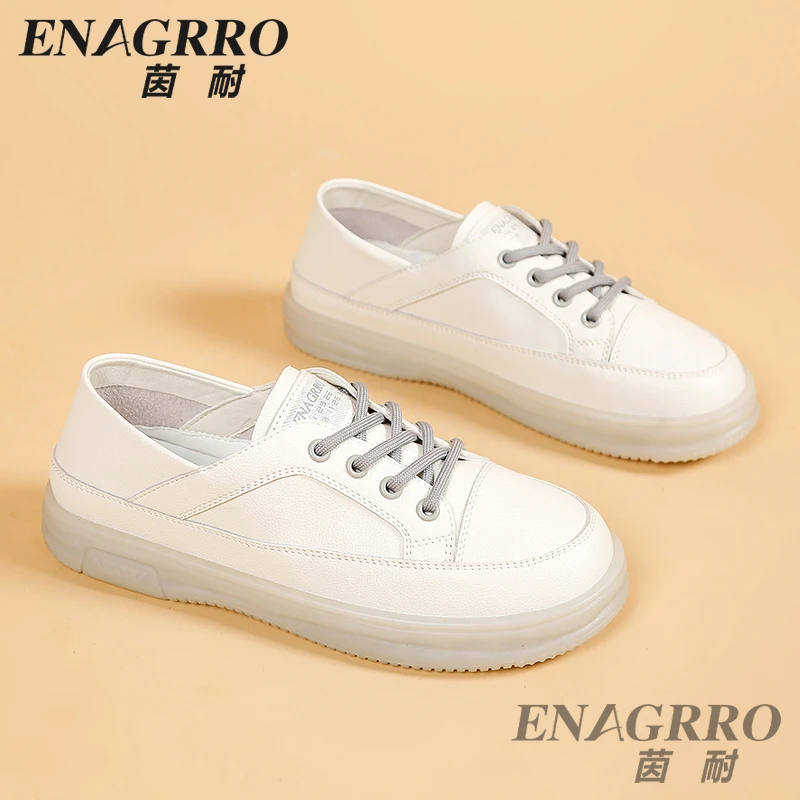 茵耐ENAGRRO小白鞋舒适浅口平底女鞋秋季透气软底单鞋C11精选