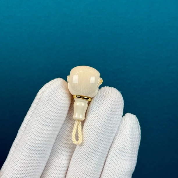 D27-70天然猛犸象牙 金腰带分体三通约16mm 文玩配饰三通