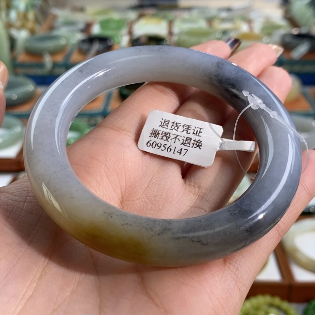 和田玉未镶嵌手镯楼兰三色圆条59/60