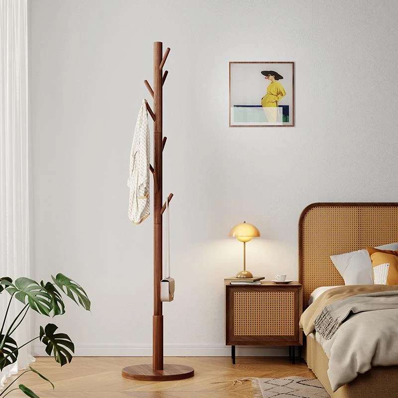 实木衣架落地挂衣杆卧室家用衣帽架房间转角挂包架室内立式挂衣架