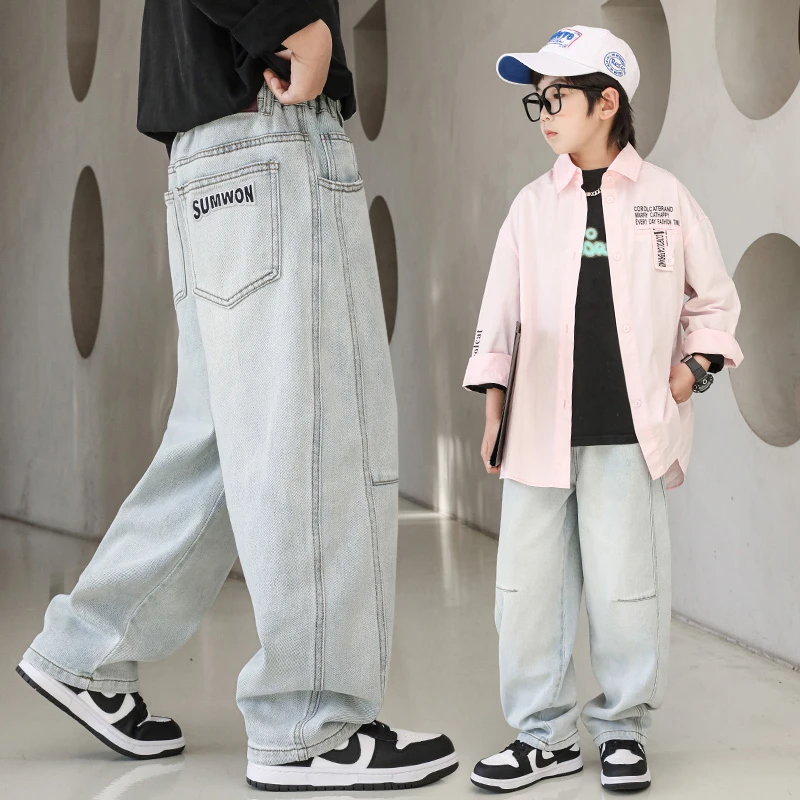 男童春装裤子儿童男孩炸街牛仔裤2025新款春秋季中大童休闲长裤潮