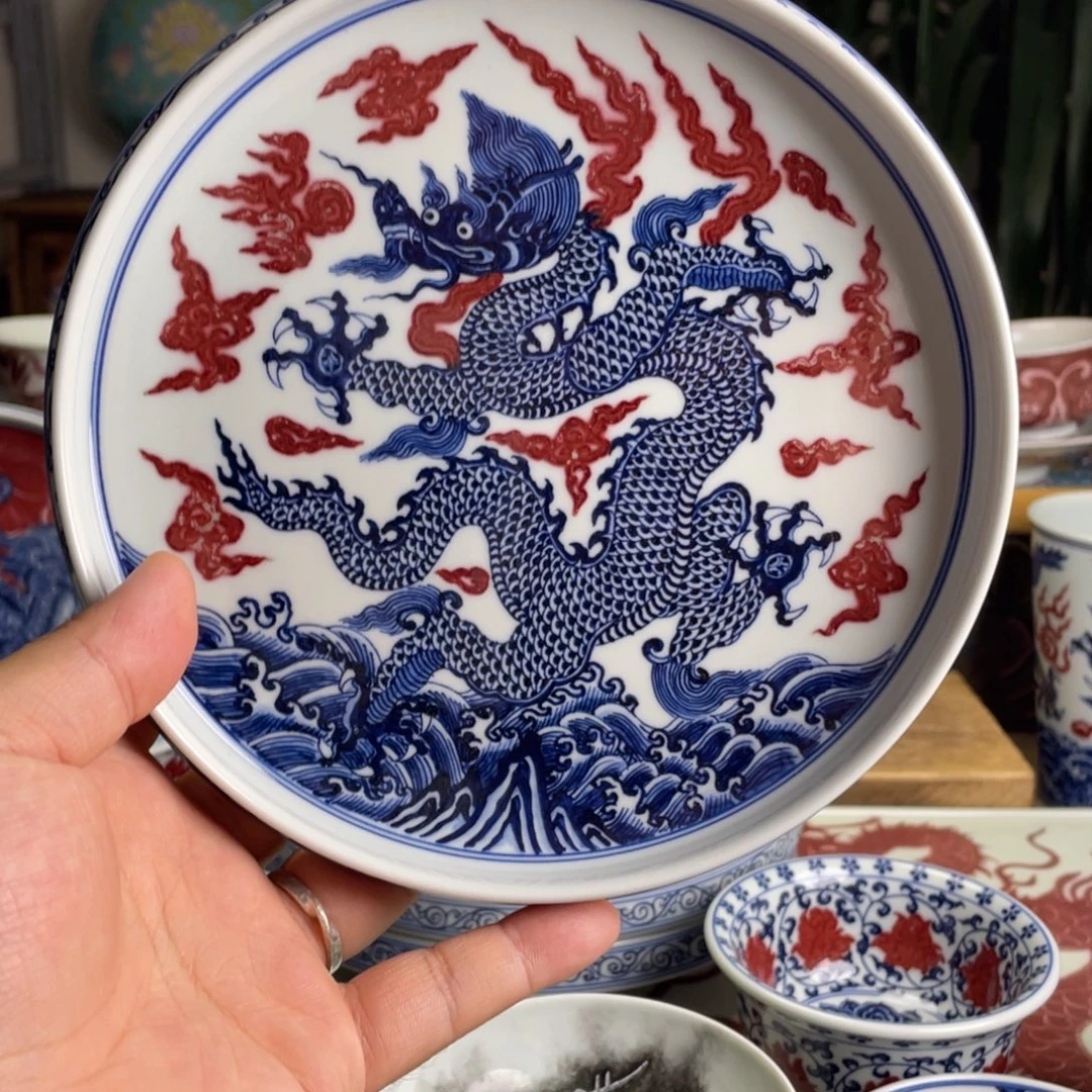 釉里红霸王龙壶承