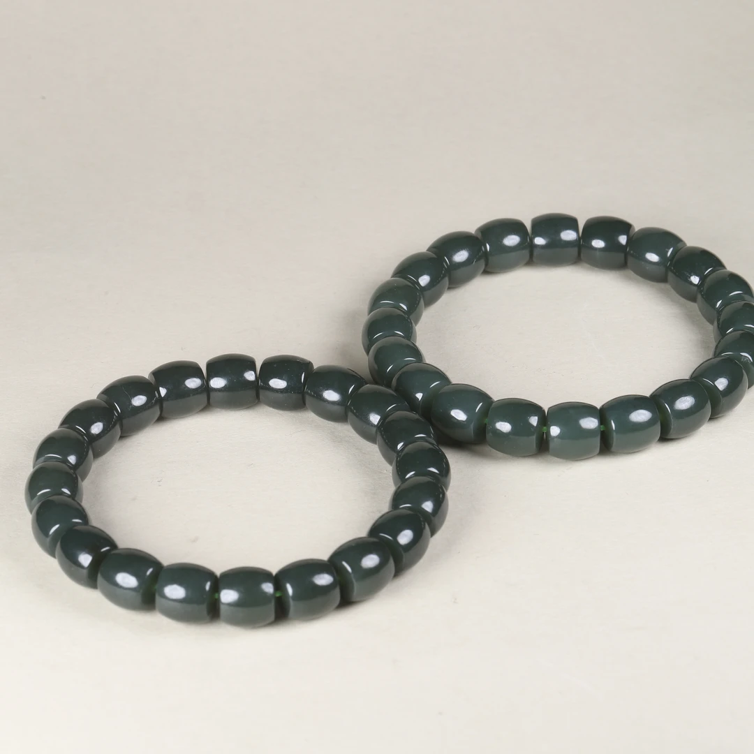 【汪氏精品】和田玉新疆且末蓝直切手串 F042-1332 多样性发其一