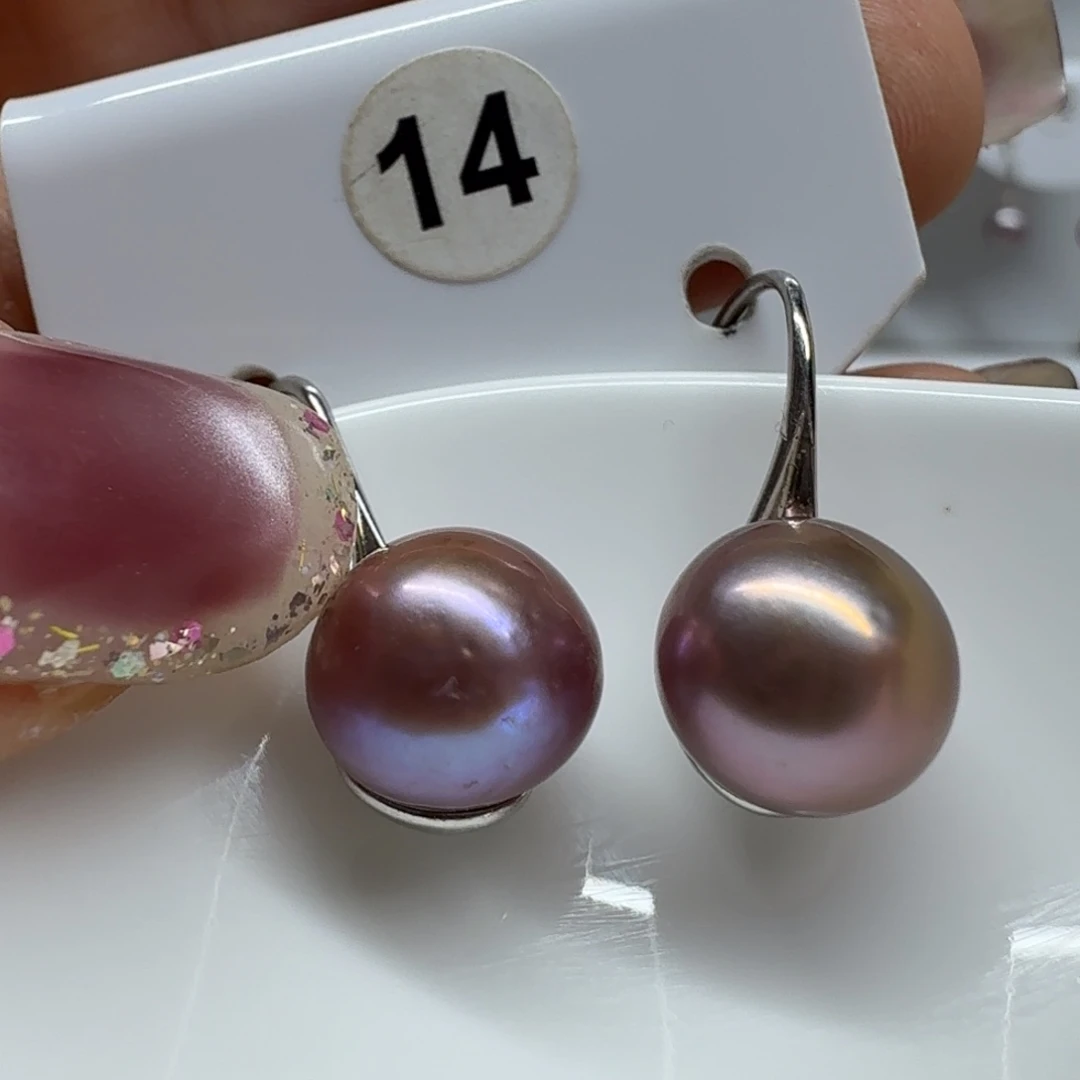 耳饰淡水珍珠银S925镶嵌珍珠10.有暇