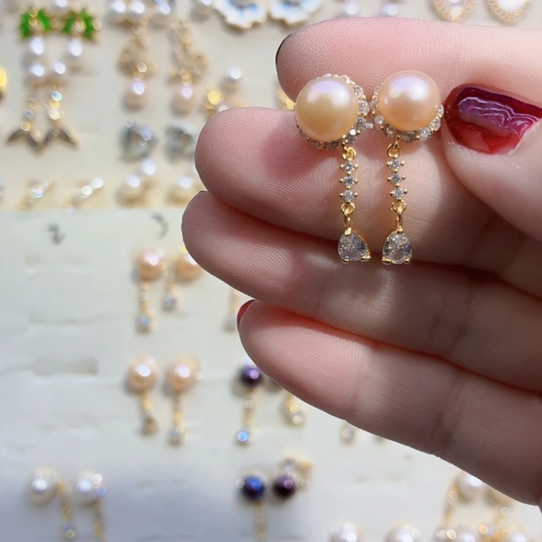 淡水珍珠耳饰合金