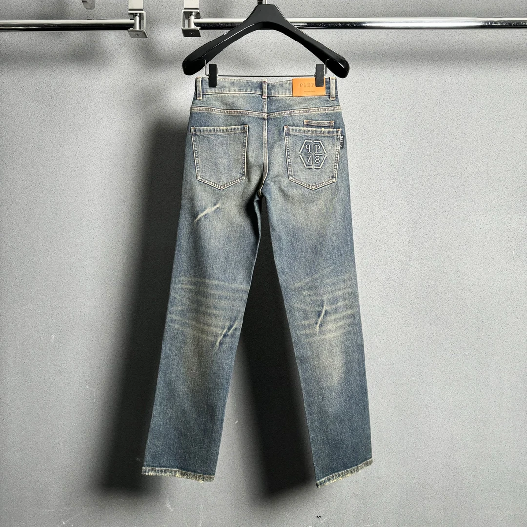 PLIPHPP PLEPN正品PP 78浮雕秋冬男士高档弹力修身直筒牛仔裤9005