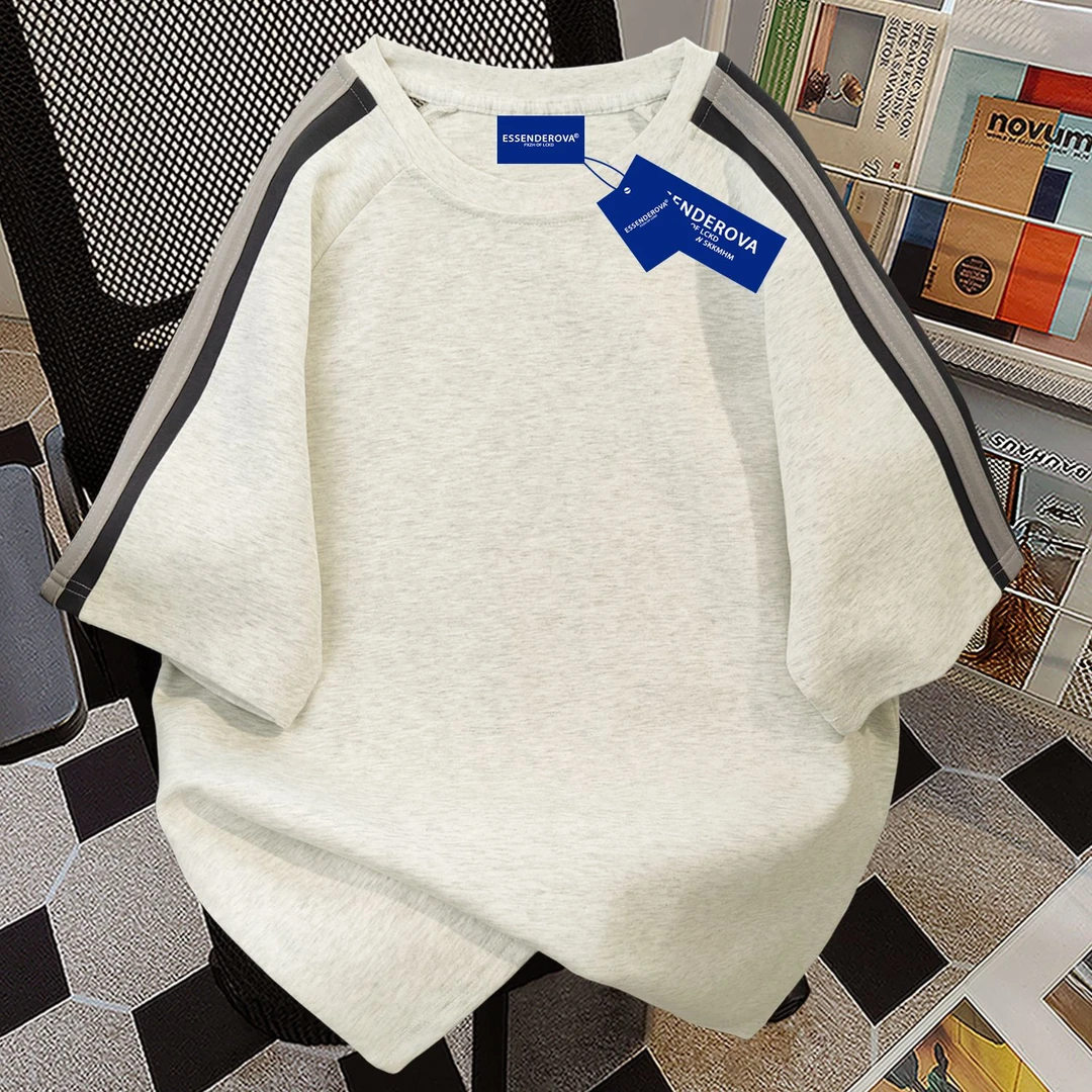 100%纯棉美式韩版高街2025夏季爆款短袖t恤男女款宽松中性风上衣