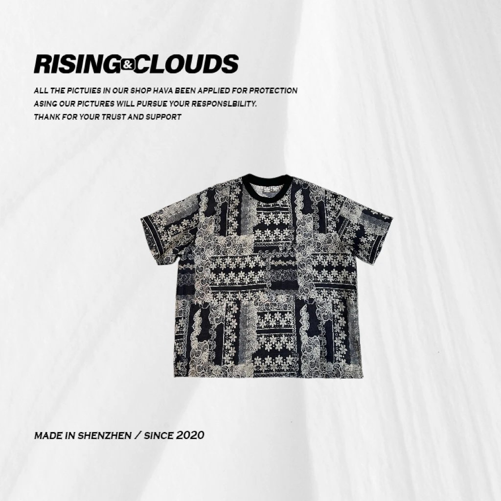 【莎莎】深圳南油显瘦舒适图腾印花短袖上衣040469