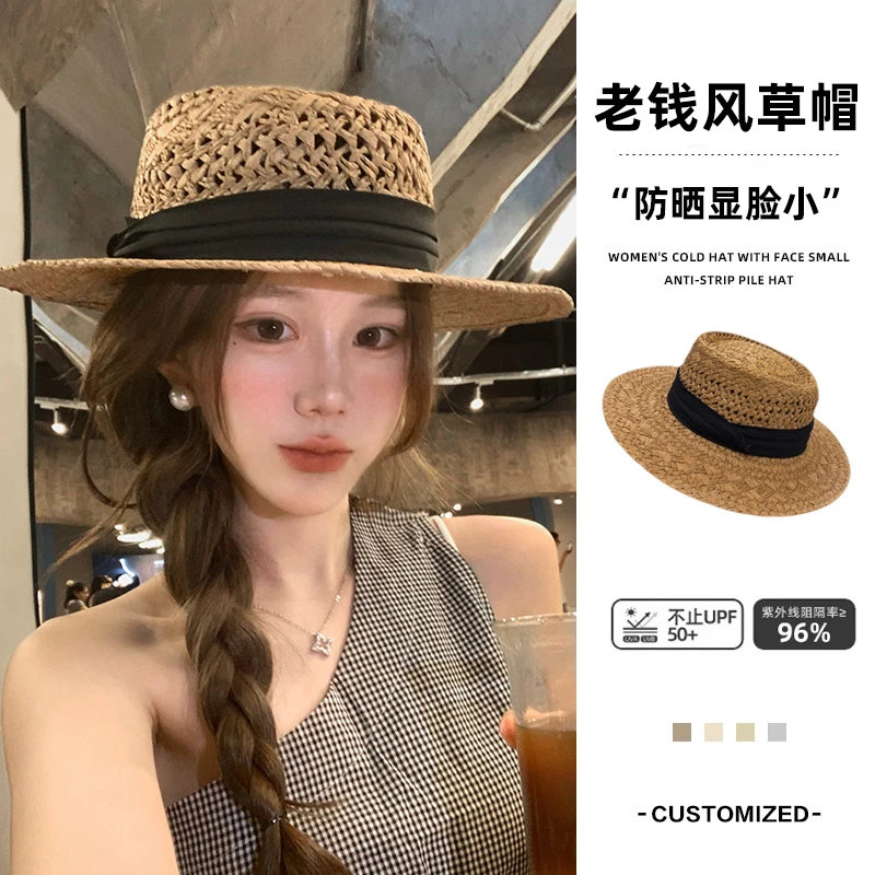 法式镂空草帽女2025新款夏季海边沙滩度假老钱风礼帽防晒遮阳帽子