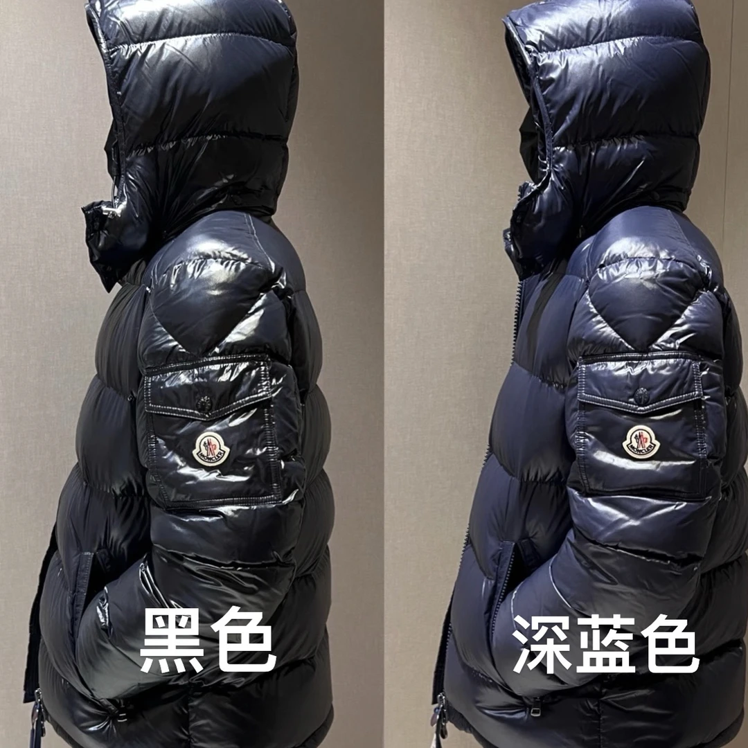未使用 MONCLER 【深蓝色老货号玛雅maya】蒙口宽松连帽羽绒服
