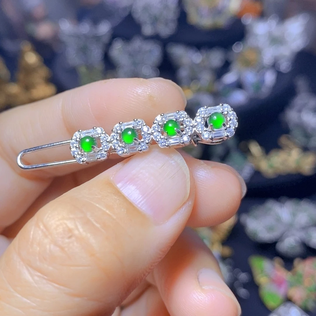 翡翠银S925镶嵌吊坠(不含链)天然翡翠