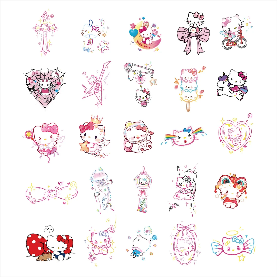 新款Hellokitty猫彩色纹身贴防水持久卡通少女儿童凯蒂猫纹身贴纸