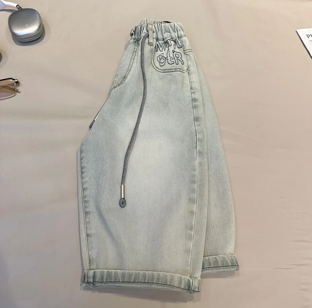 断码清仓  小白姐童装儿童夏装薄款韩范中大童七分牛仔裤 25390