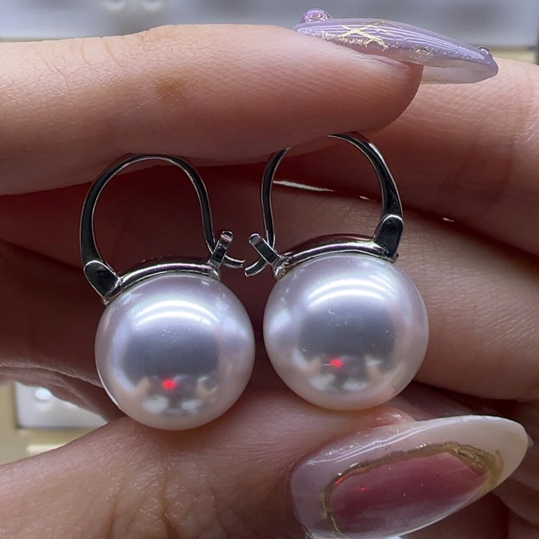 淡水珍珠银S925镶嵌耳饰