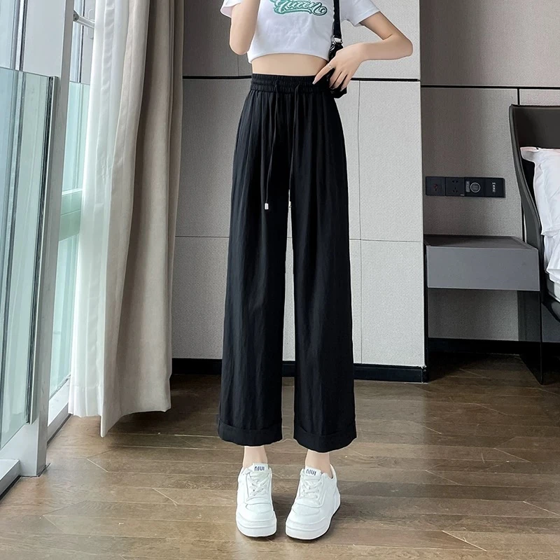 2025夏季新款女装百搭款速干裤九分裤松紧带