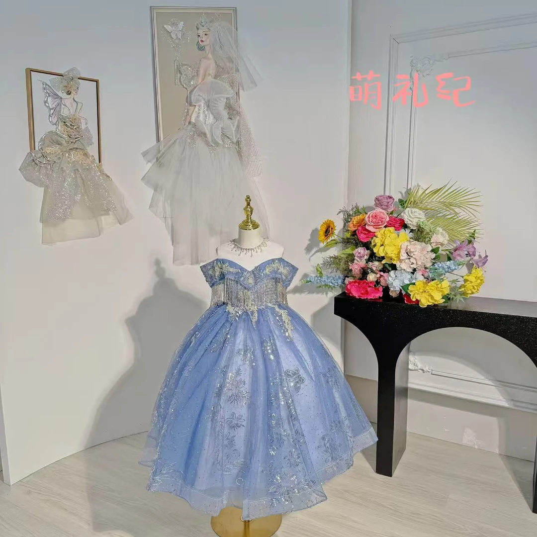 女童晚礼服十岁生日公主裙蓬蓬主持唱歌朗钢琴演奏演出夏走秀高端