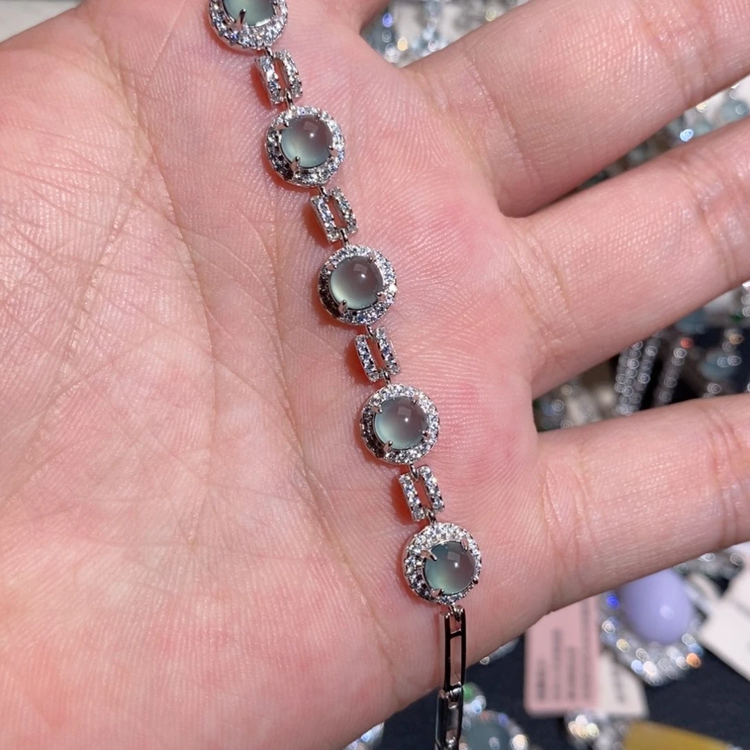 银S925镶嵌手链翡翠kjj j