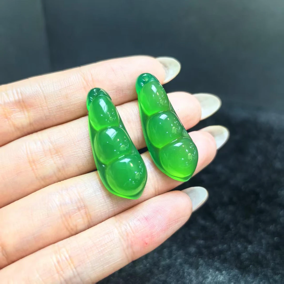 S7843【福嘟嘟】青翠芙蓉翠玛瑙绿豌豆吊坠-多样性只发一件