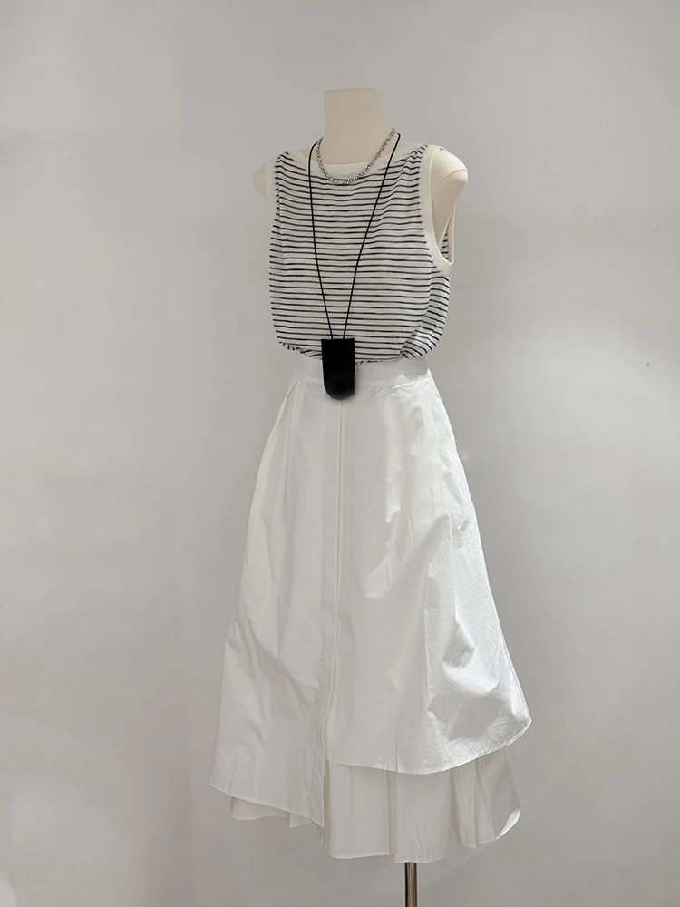 清纯系夏日绝美减龄穿搭一整套条纹背心花苞裙套装女2025新款夏季