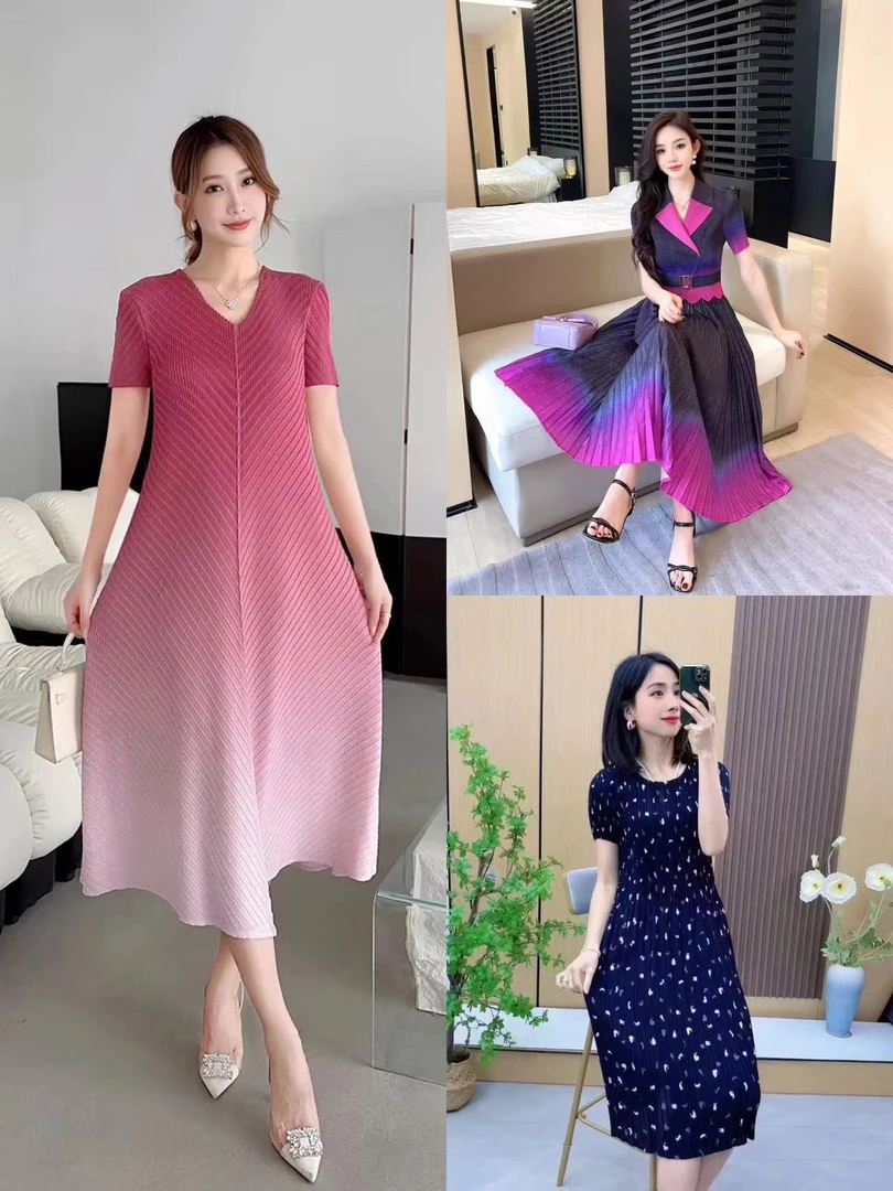 （zc）【魔术褶皱裙】原創時尚港風連衣裙百搭寬松显瘦舒适飘逸冰凉