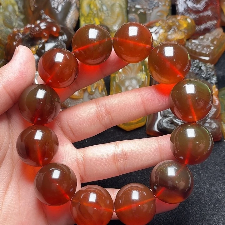 琥珀未镶嵌颈饰22➕棕红132