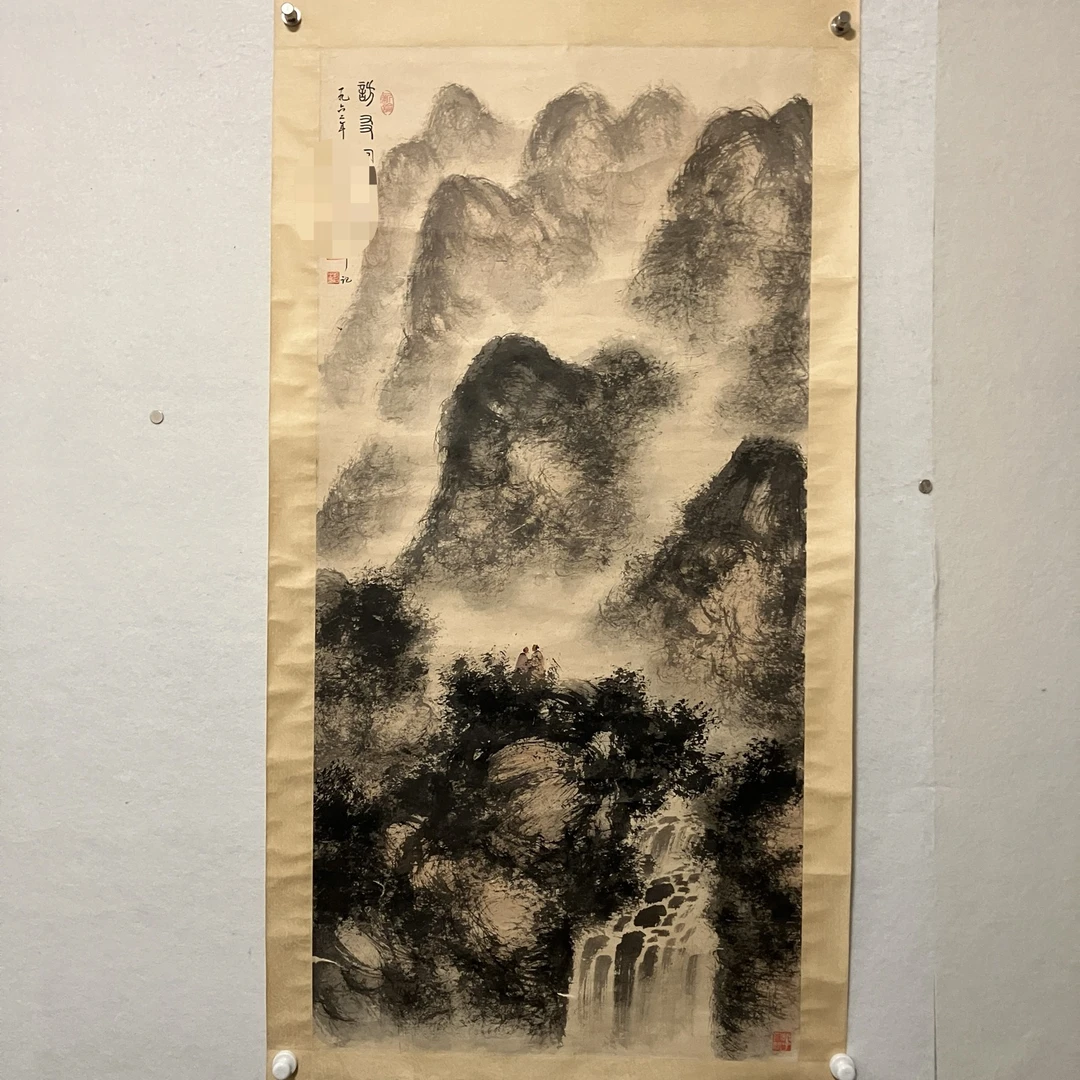 7700访友图 纸本设色立轴  136×67cm