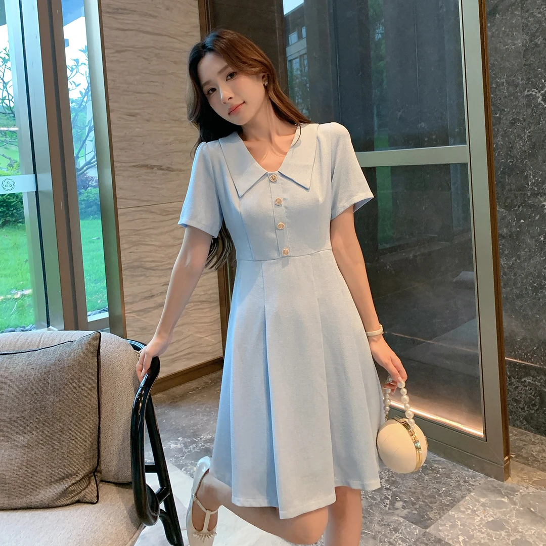 奢姿大码女装2025夏季新款胖妹妹气质名媛法式复古A字摆连衣裙