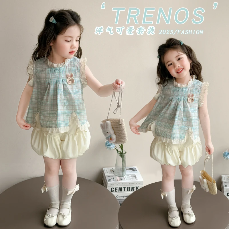 女童套装夏装薄款宝宝小女孩炸街洋气韩范休闲小孩儿童两件套T恤