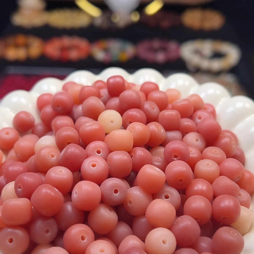 菩提根/象牙果手串卡10深粉桶150颗