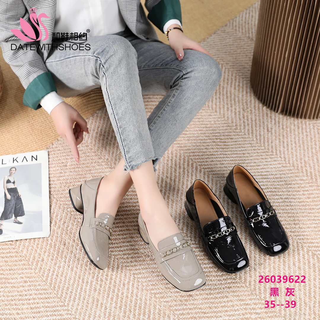 26039622乐福鞋圆头乐福鞋春秋时尚百搭软底英伦风平底学生真皮