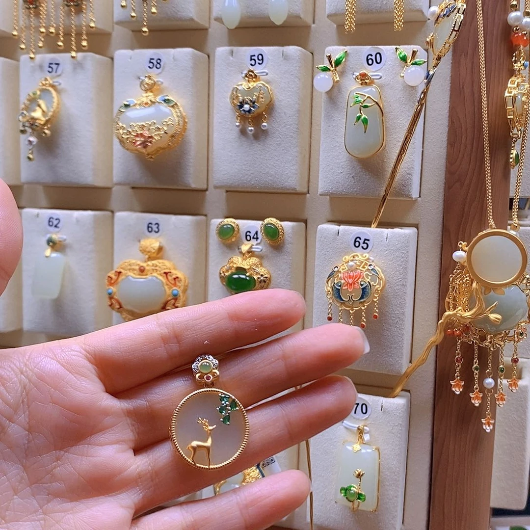 和田玉银S925镶嵌颈饰