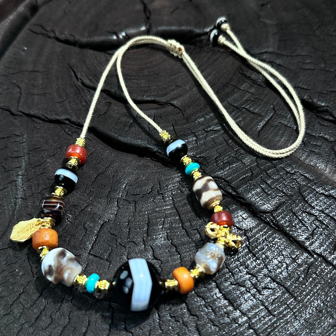 尺寸约16mm-仙叔珠宝精品天然一杠玛瑙珠短款锁骨链